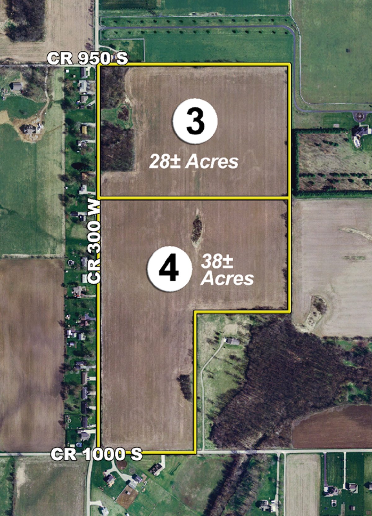 Tract map - 195 Acres Offered in 4 Tracts