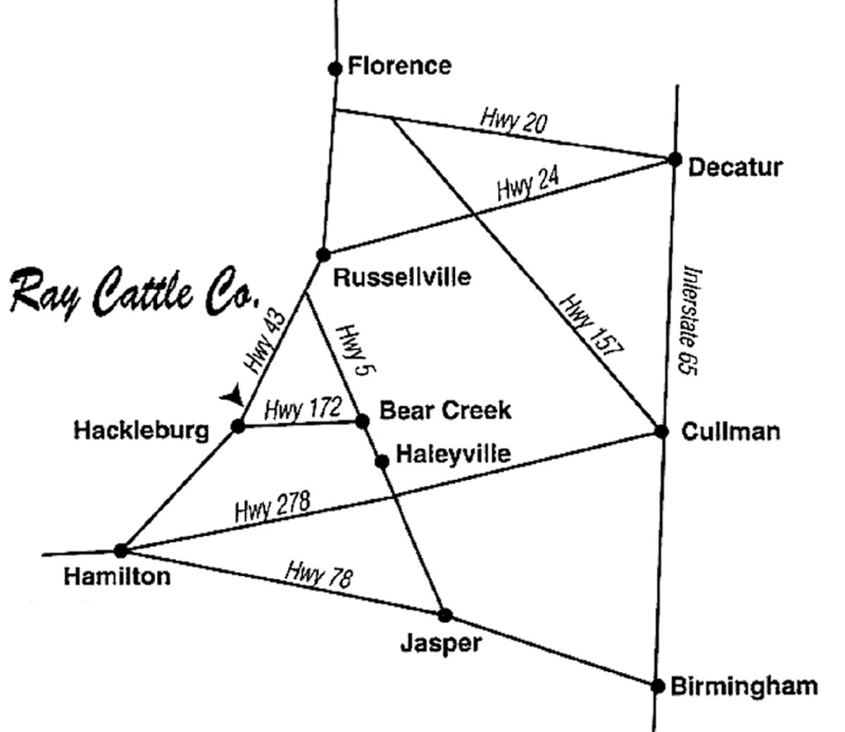 Area map - Ray Cattle Company Equipment Auction