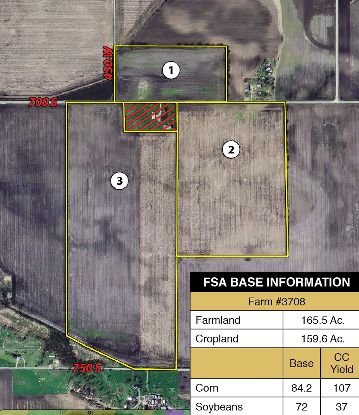 Tract map - 159.5 Acres Offered in 3 Tracts