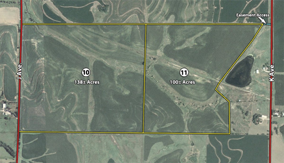 Tract map - Southwest Iowa Land Auction - Productive Tillable Land, Wooded Recreational Land