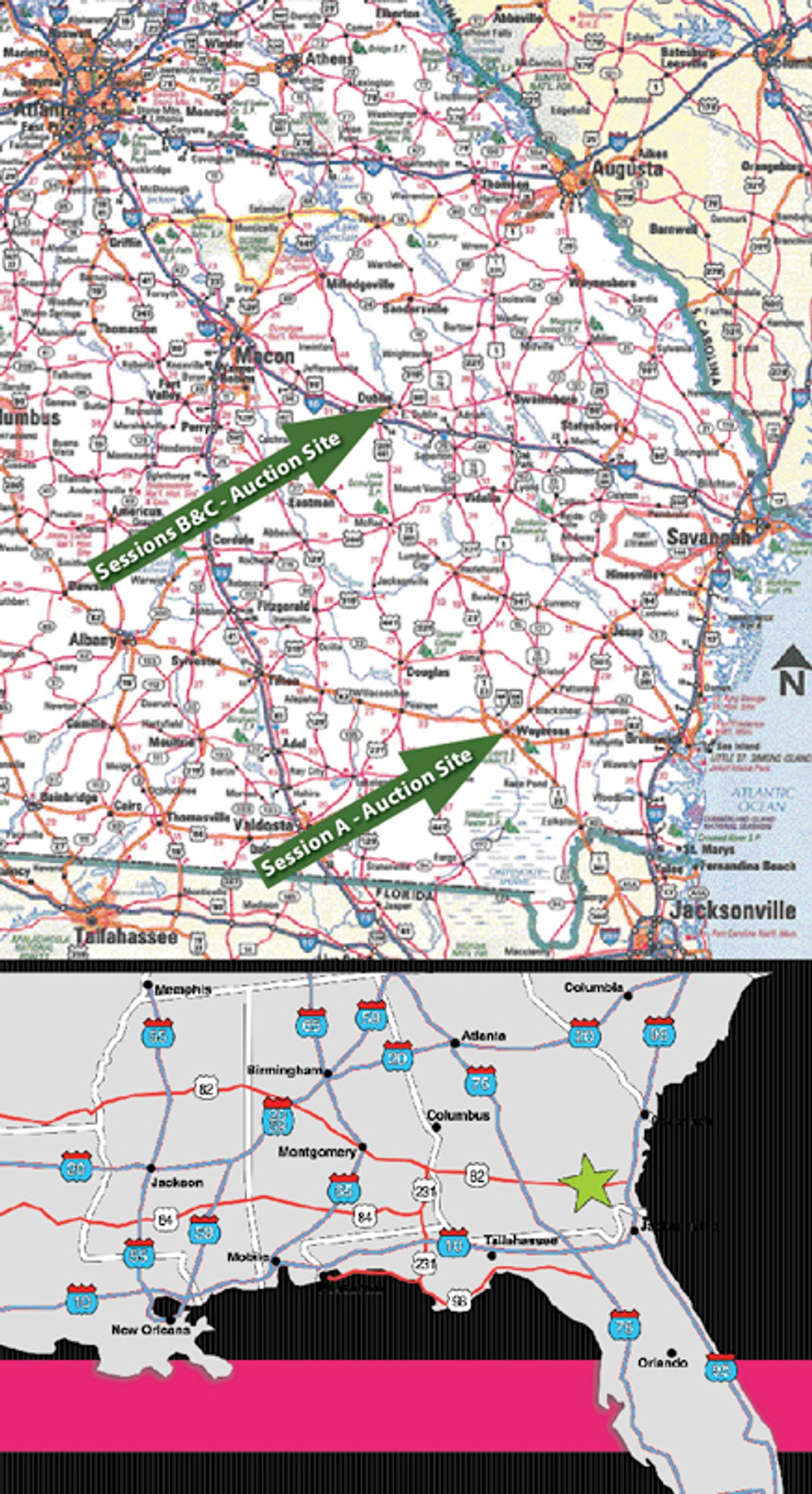 Area map - Georgia Land Auction - 1,594+/- Acres in 31 Tracts