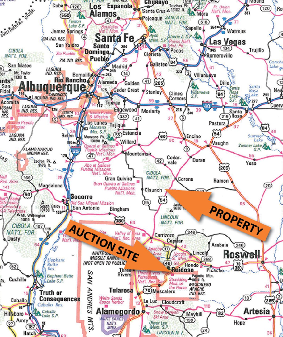Area map - 7,320 Acres Offered in 5 Tracts