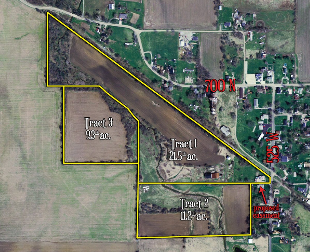 Tract map - 42 Acres Offered in 3 Tracts