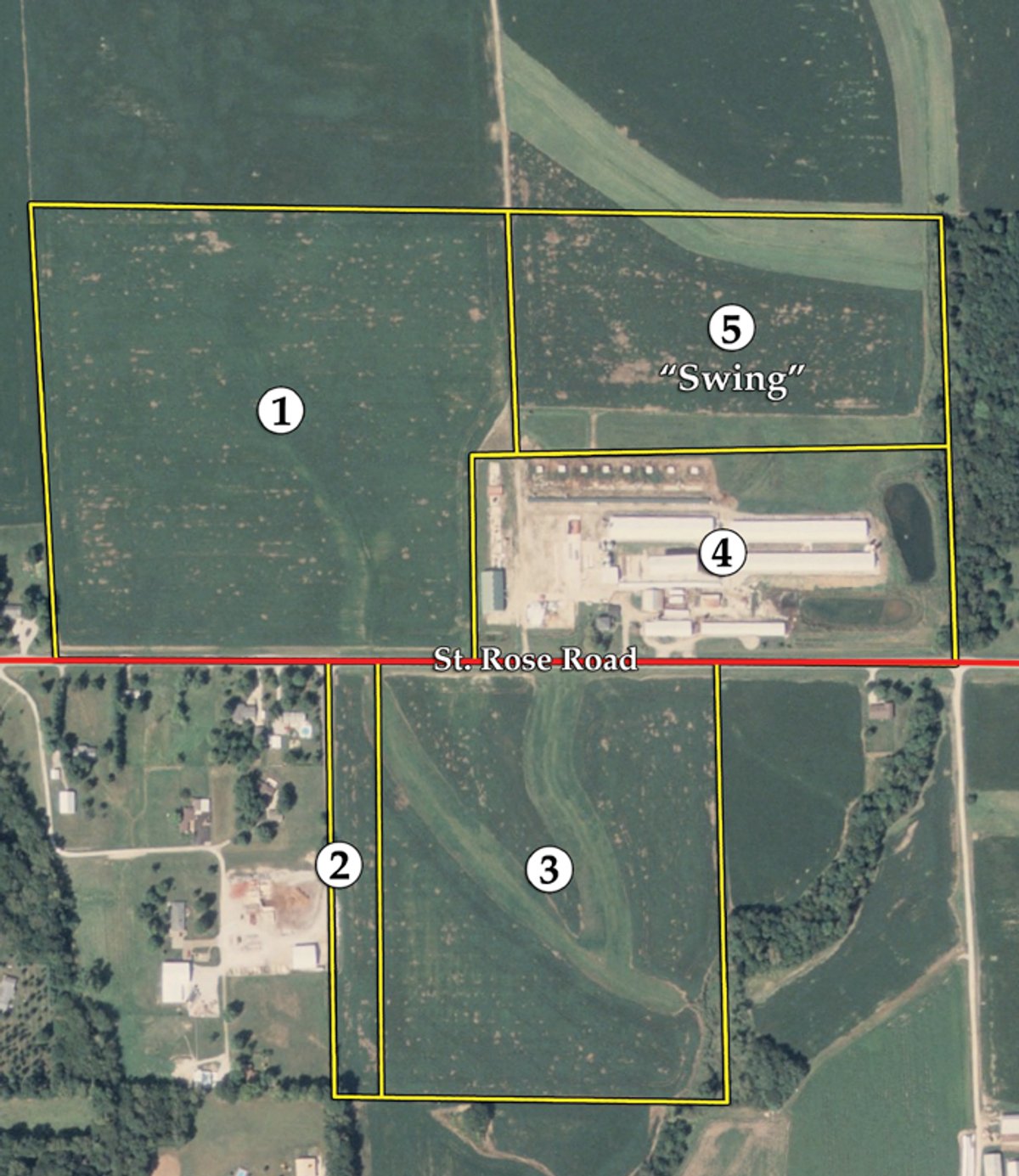 Tract map - 2-Day Absolute Auction - 113 Acres in 5 Tracts & Farm Equipment