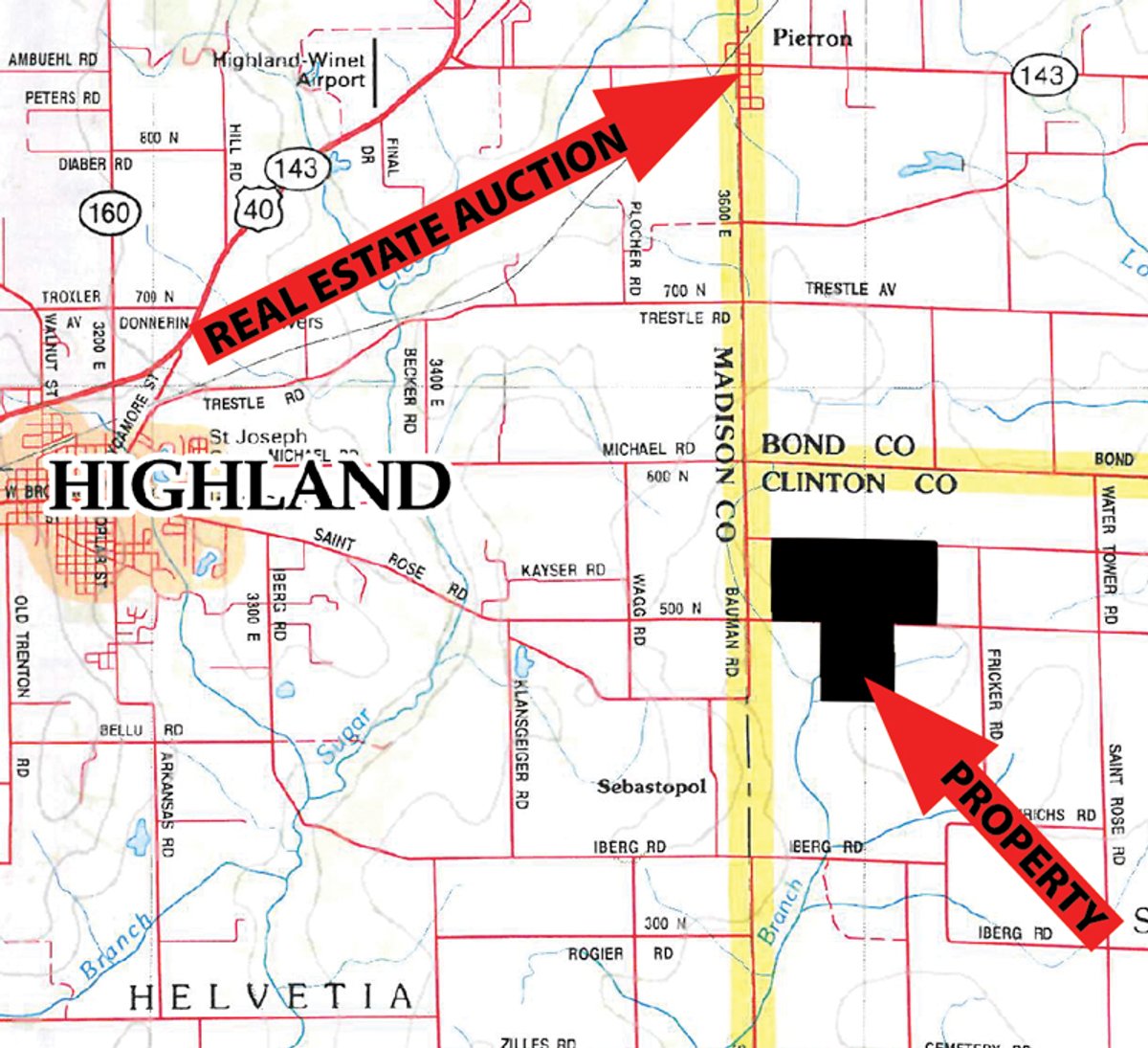 Area map - 2-Day Absolute Auction - 113 Acres in 5 Tracts & Farm Equipment