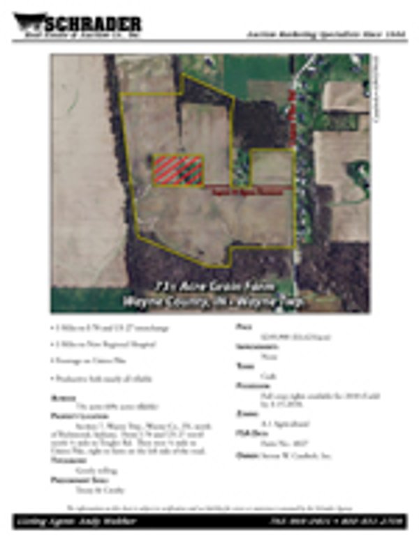 Listing brochure cover - 73 Acre Grain Farm