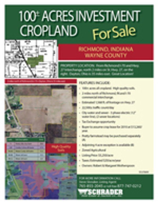 Listing brochure cover - 100 Acres Investment Cropland