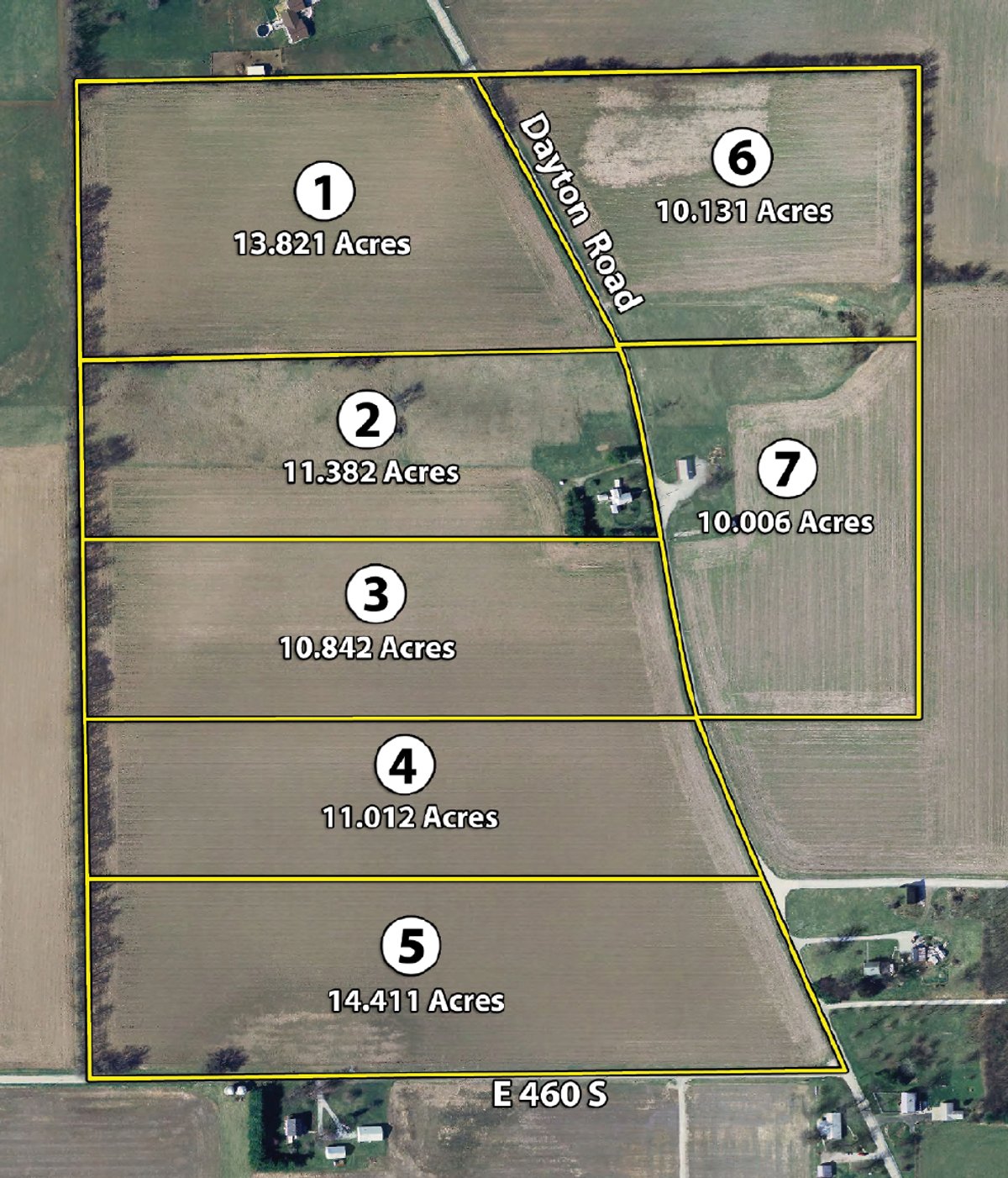 Tract map - 81.605 Acres Offered in 7 Tracts