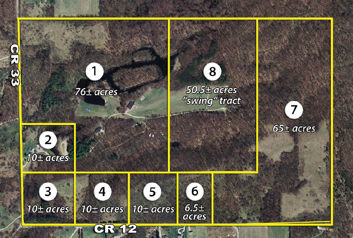 Tract map - Real Estate Auction - 238 Acres Offered in 8 Tracts