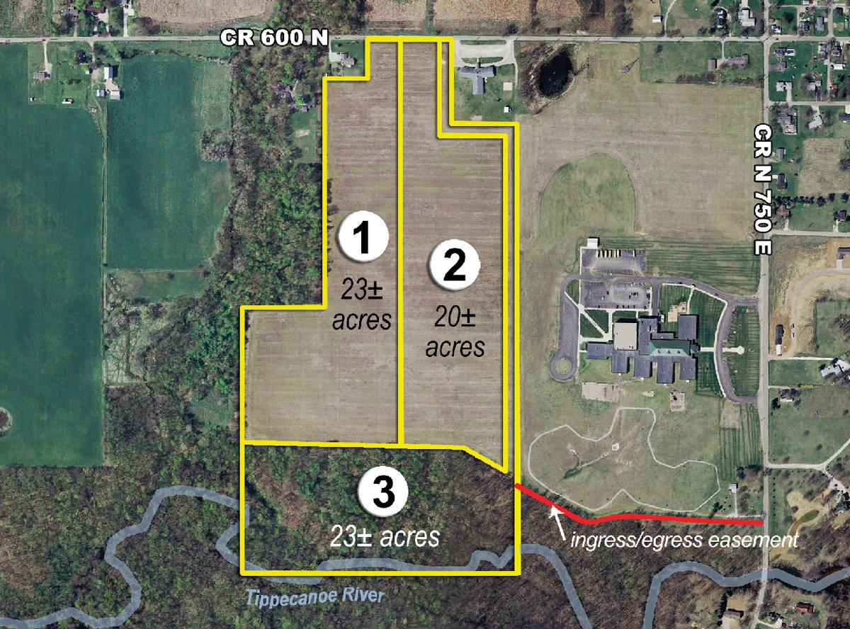 Tract map - 66 Acres Offered in 3 Tracts