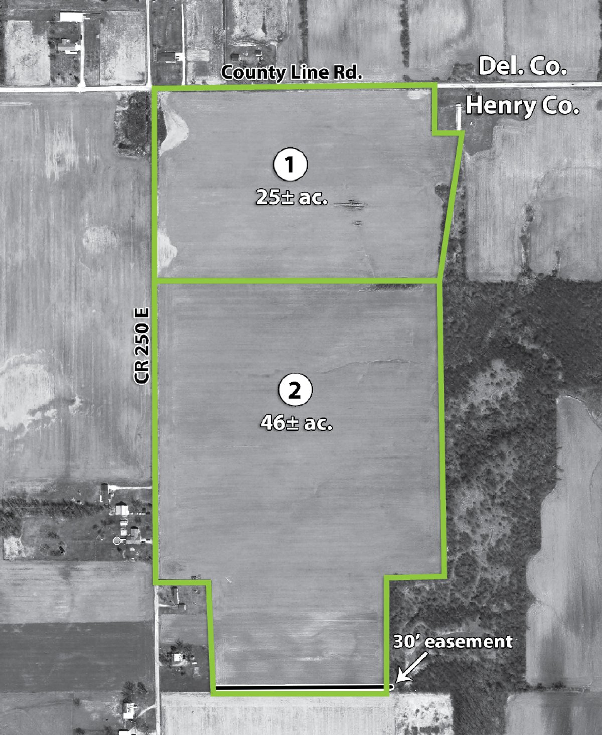 Tract map - 71 Acres Offered in 2 Tracts