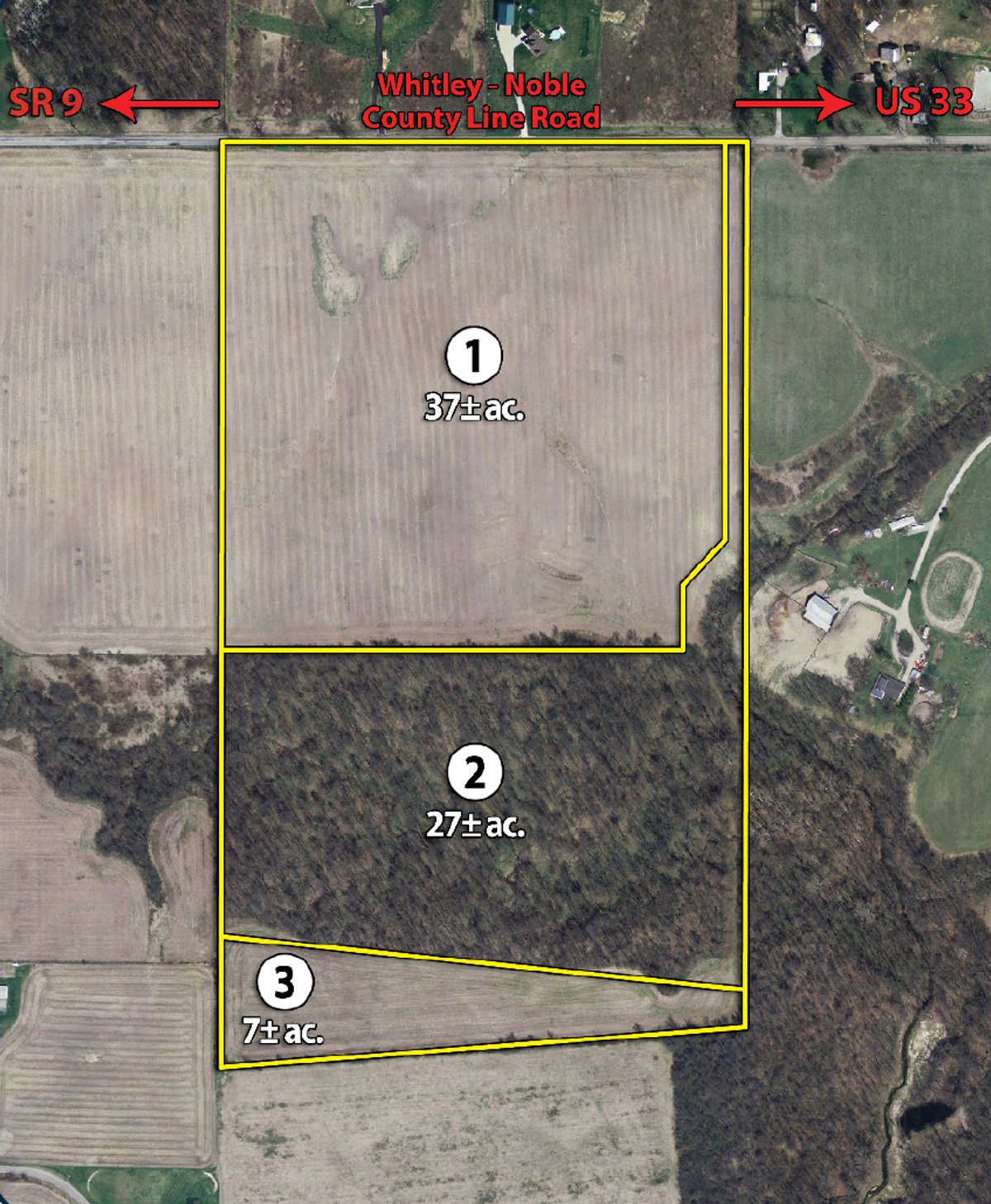 Tract map - 71 Acres Offered in 3 Tracts - J.D. Egolf Estate