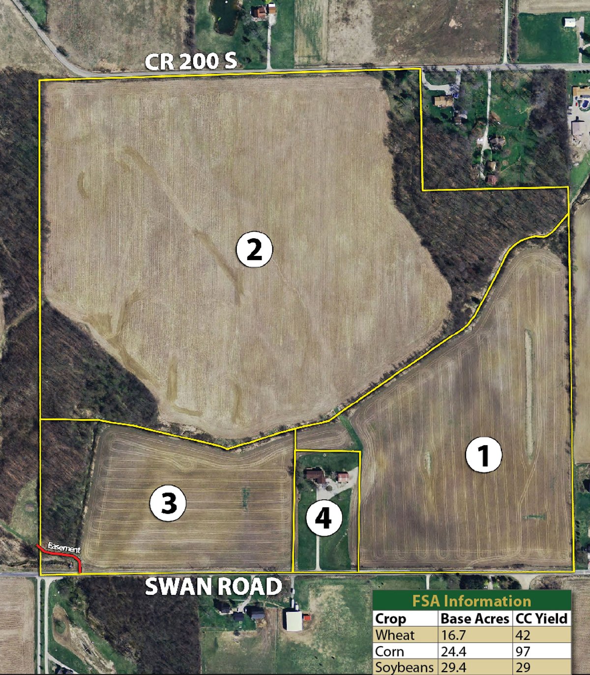 Tract map - 87 Acres Offered in 4 Tracts