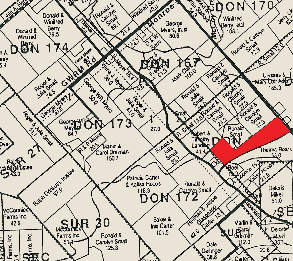 Plat map - 57+/- Acres - Auction