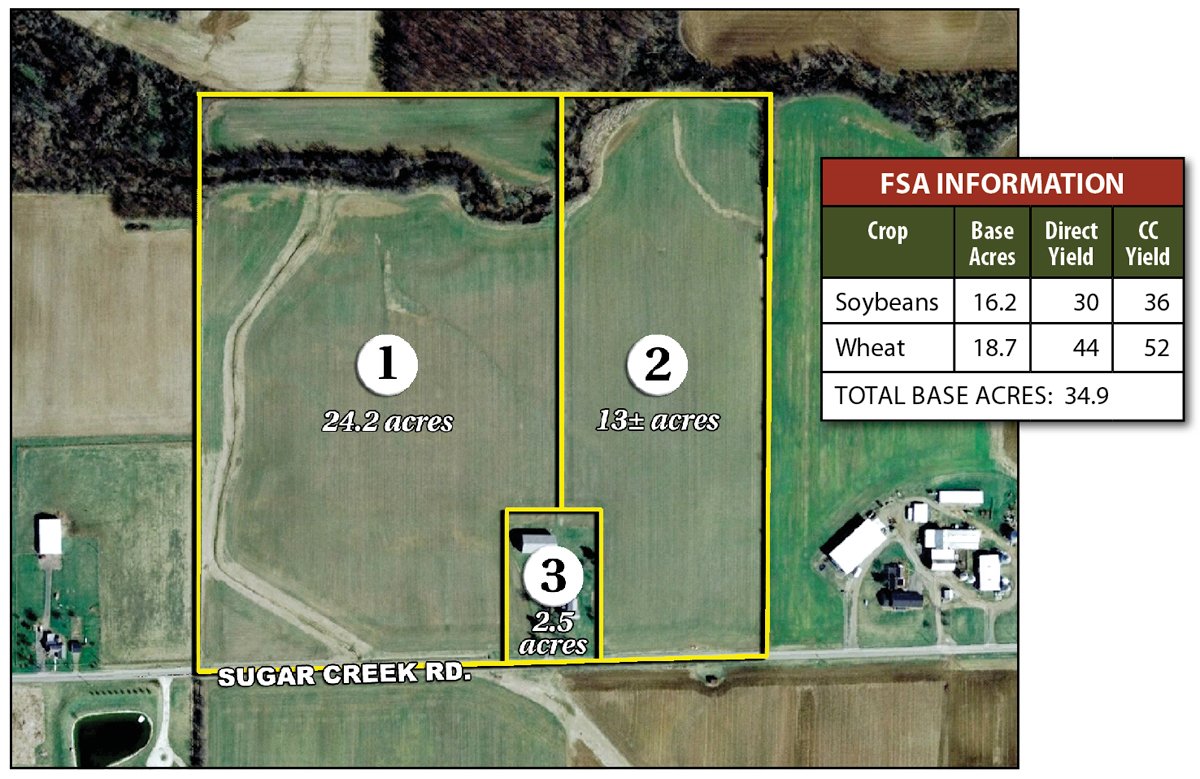 Tract map - 2 Farms - 120 Acres Offered in 9 Tracts