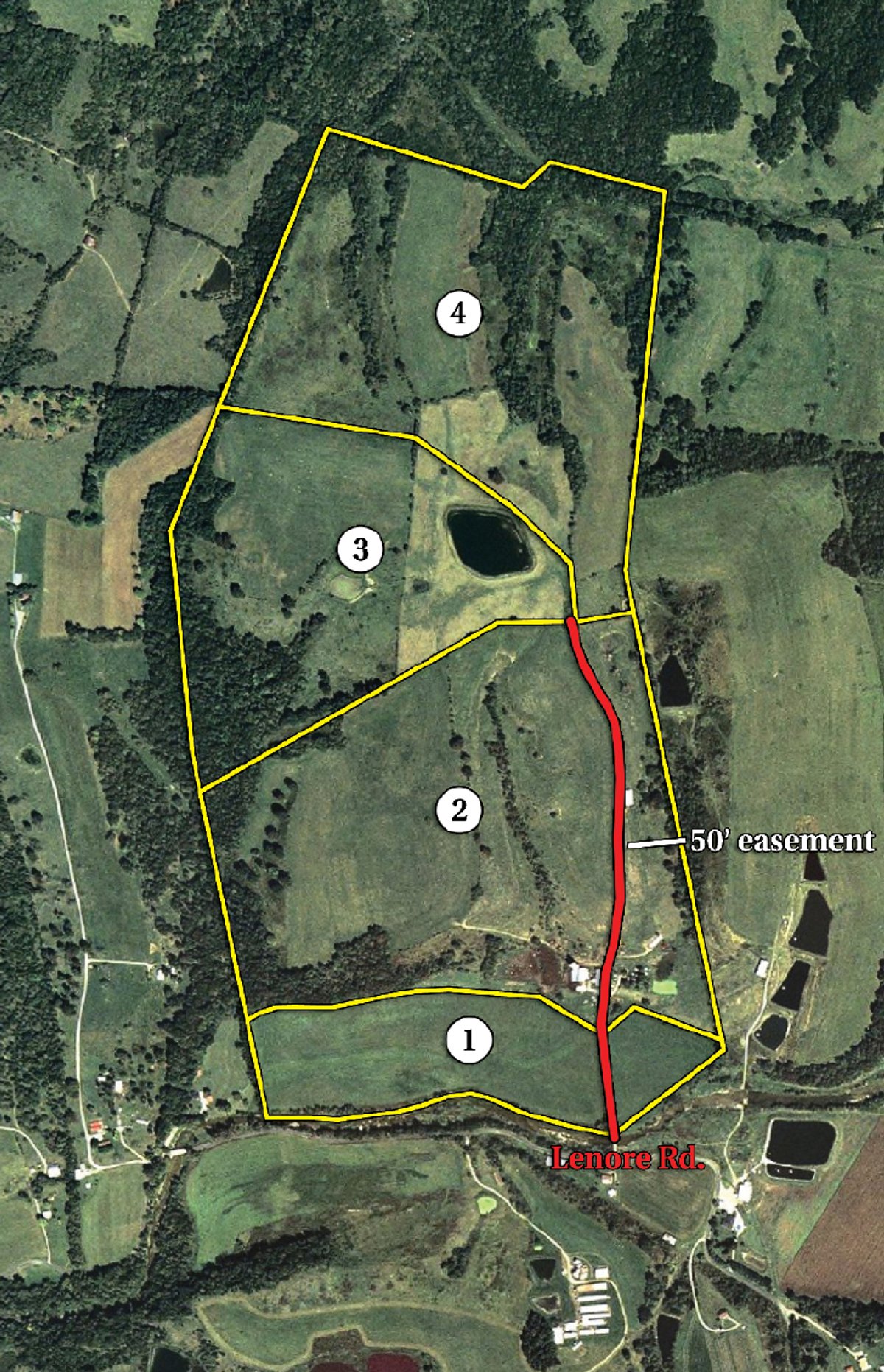 Tract map - ABSOLUTE AUCTION - 298 Acres Offered in 4 Tracts