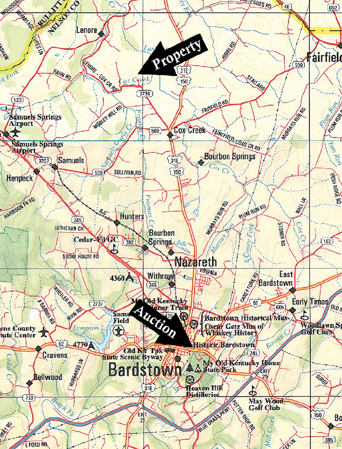 Area map - ABSOLUTE AUCTION - 298 Acres Offered in 4 Tracts