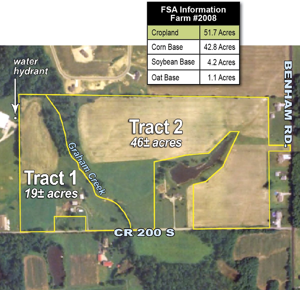 Tract map - 65+/- Acres Offered in 2 Tracts