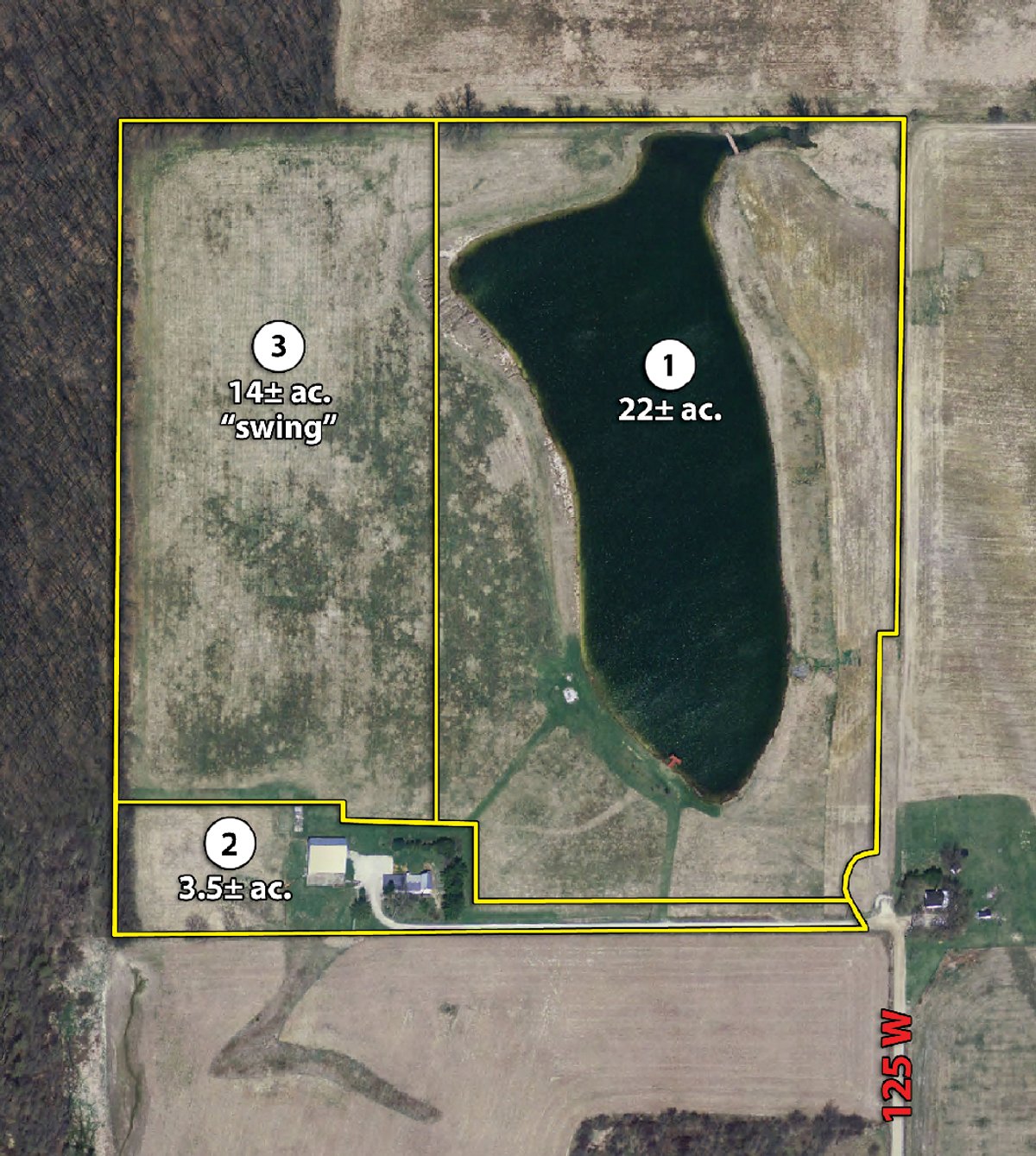 Tract map - 39.7 Acres Offered in 3 Tracts