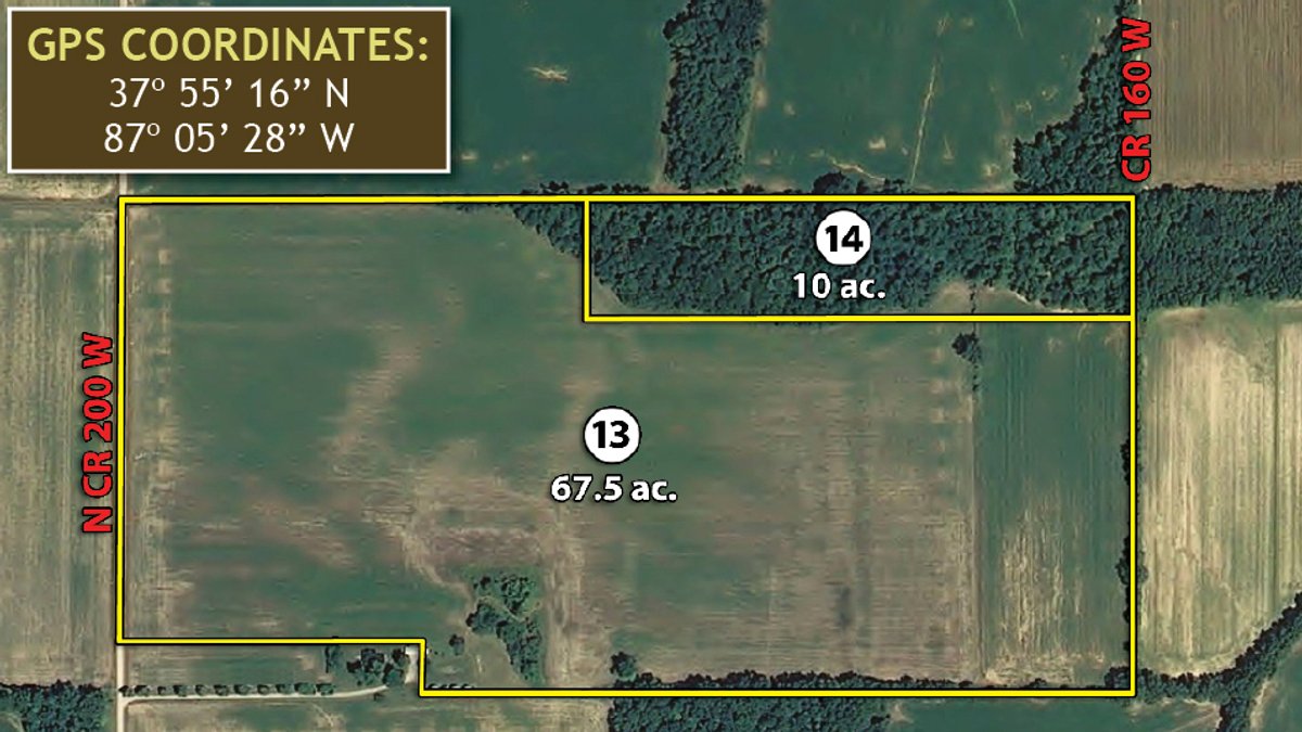Tract map - 641 Acres Offered in 16 Tracts - 545 Cropland Acres