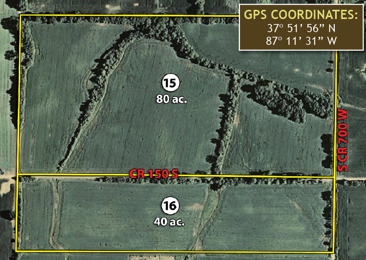 Tract map - 641 Acres Offered in 16 Tracts - 545 Cropland Acres