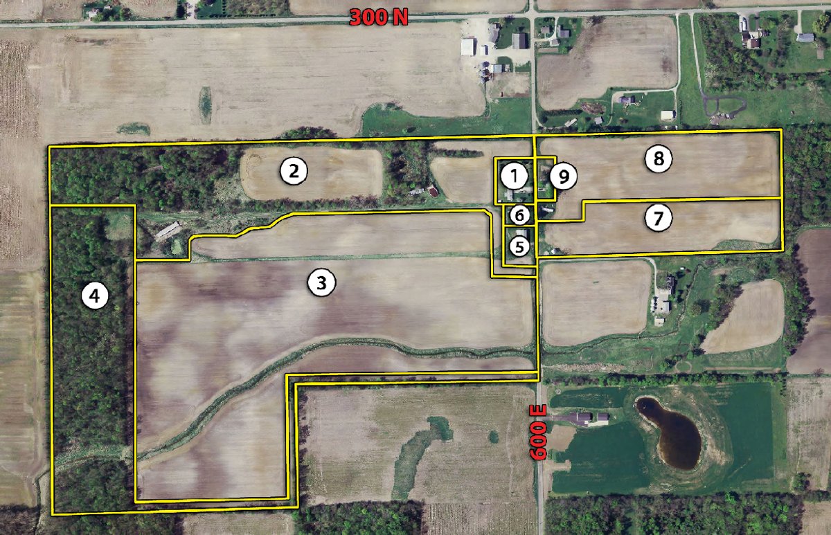 Tract map - 120 Acres Offered in 9 Tracts - Real Estate & Personal Property Auctions