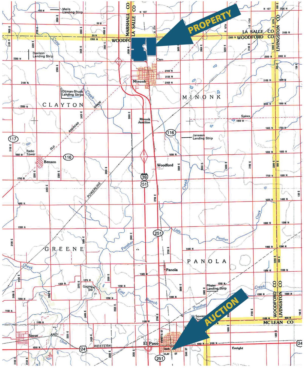 Plat map - Land Auction - 565 Acres of Mostly Tillable Farmland with Productive Soils and Excellent Location