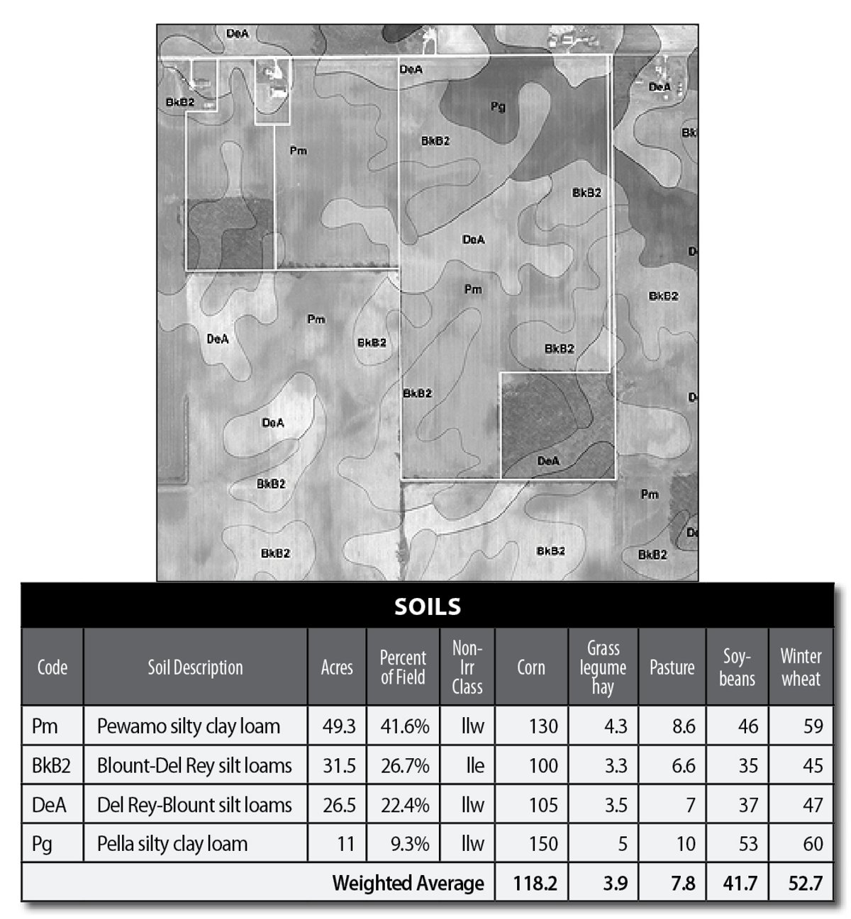 Soil map - 118 Acres Offered in 5 Tracts