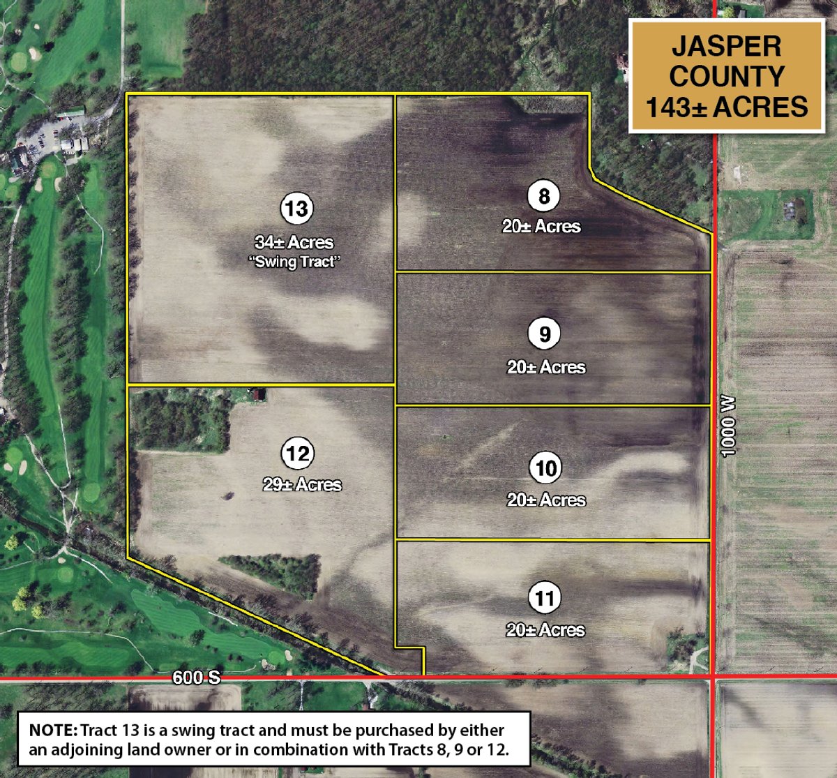 Tract map - Indiana Land Auction - 386 Acres Offered in 13 Tracts