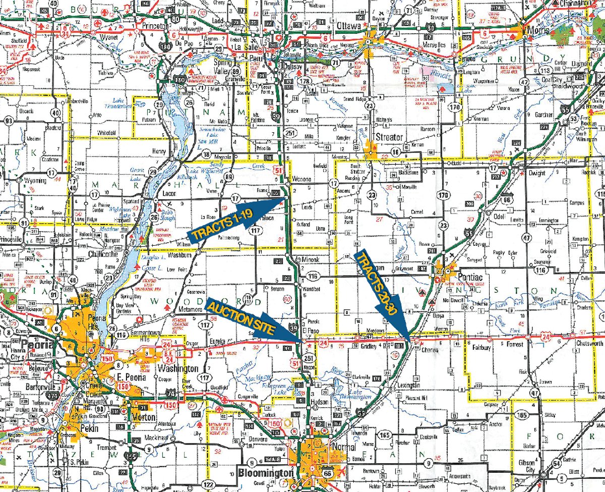 Area map - MAJOR ILLINOIS LAND AUCTION - 2,040 Acres Offered in 30 Tracts