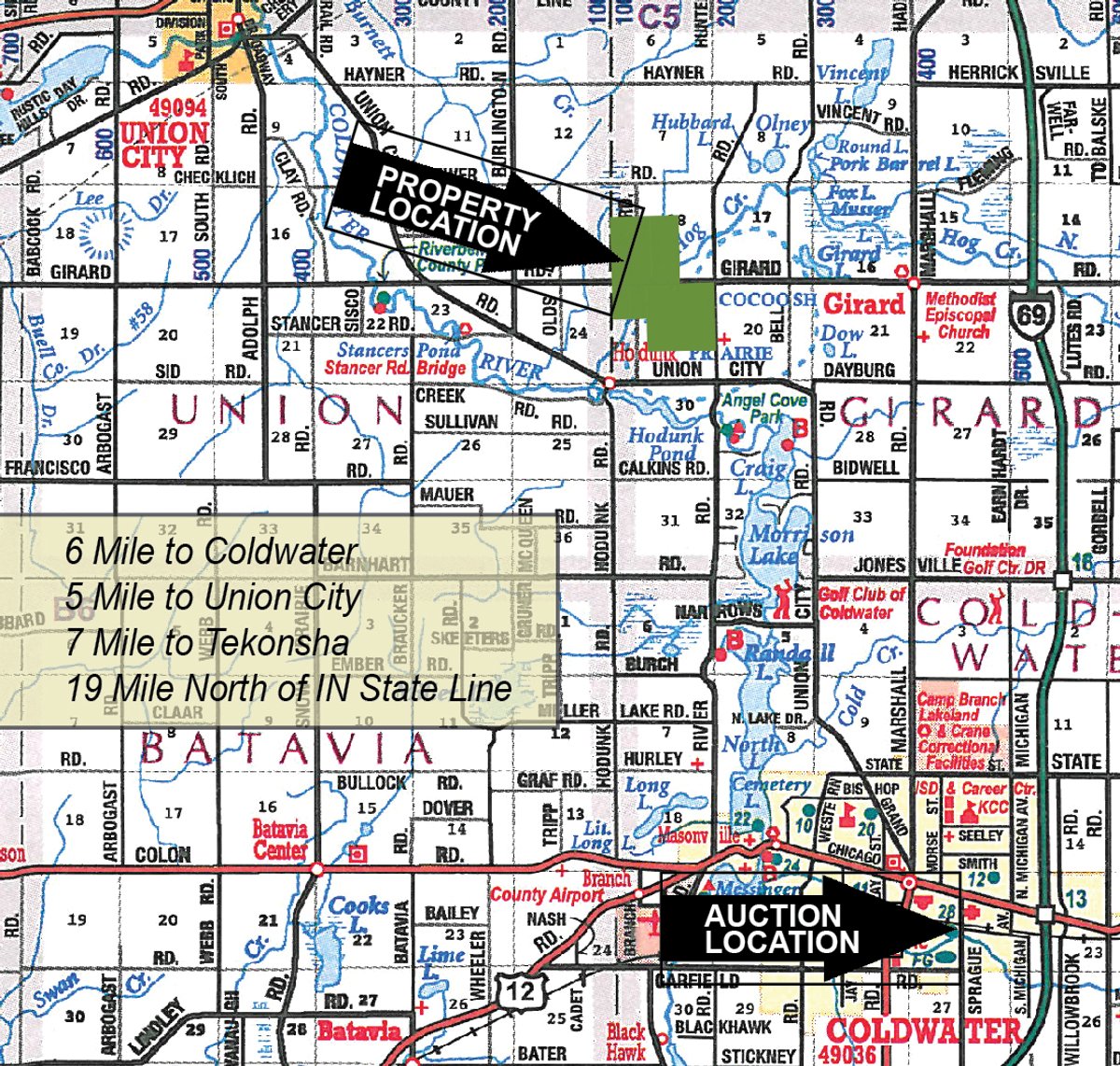 Area map - 363 Acres Offered in 9 Tracts