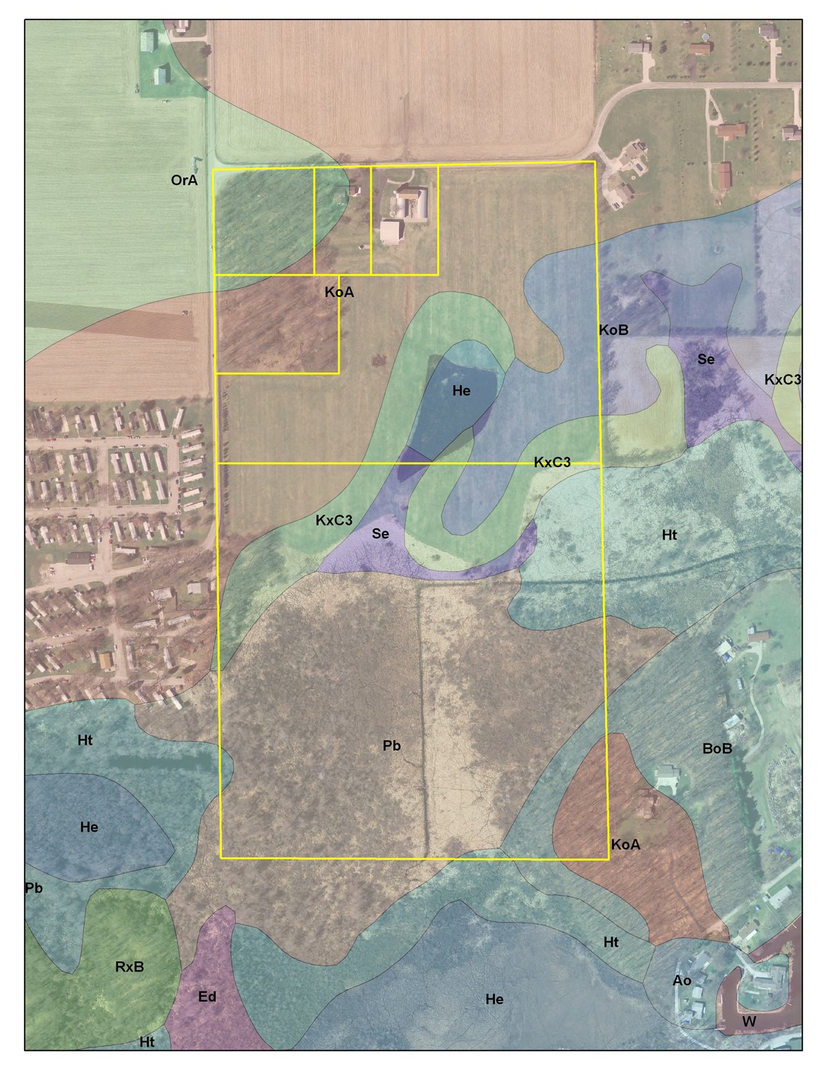 Soil map - 72 Acres offered in 6 Tracts
