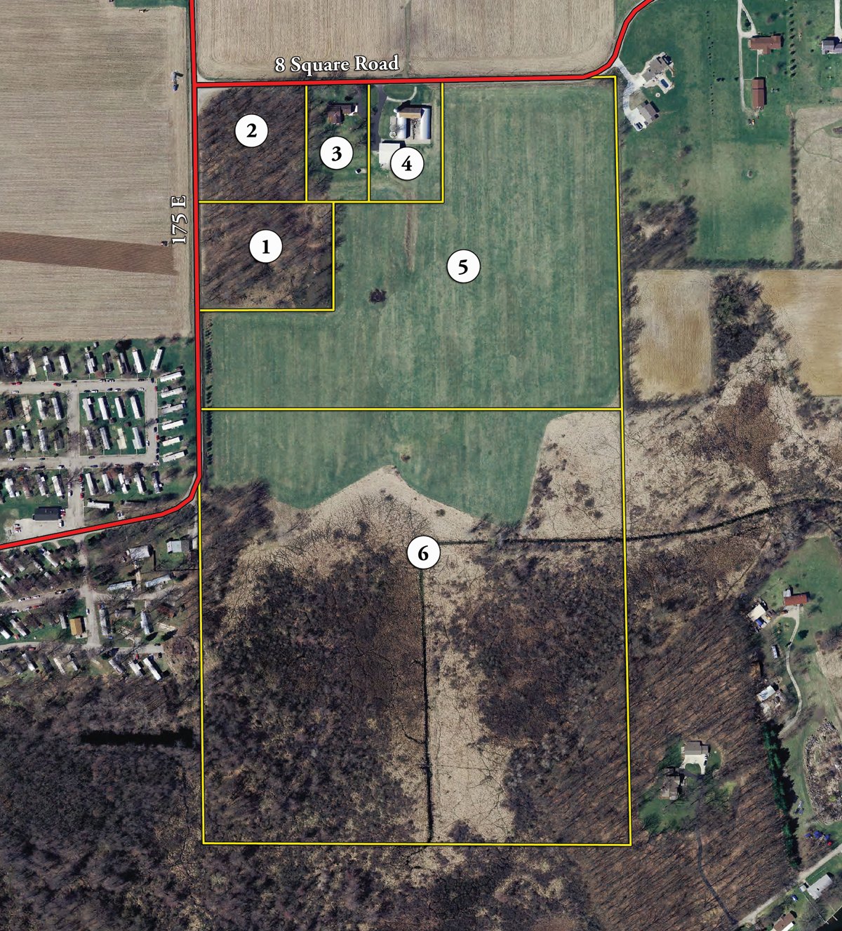 Tract map - 72 Acres offered in 6 Tracts