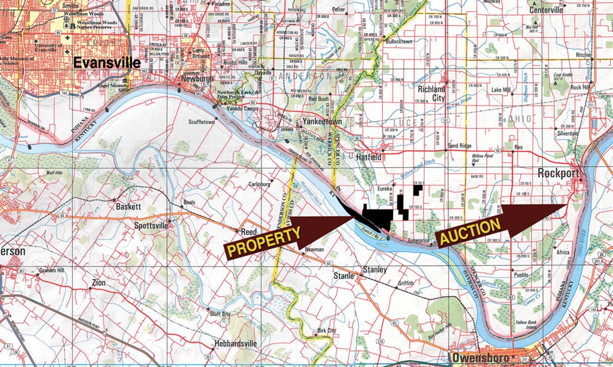 Area map - 1,288 Acre Land Auction in 19 Tracts. 903 Tillable Acres and Mature Timber