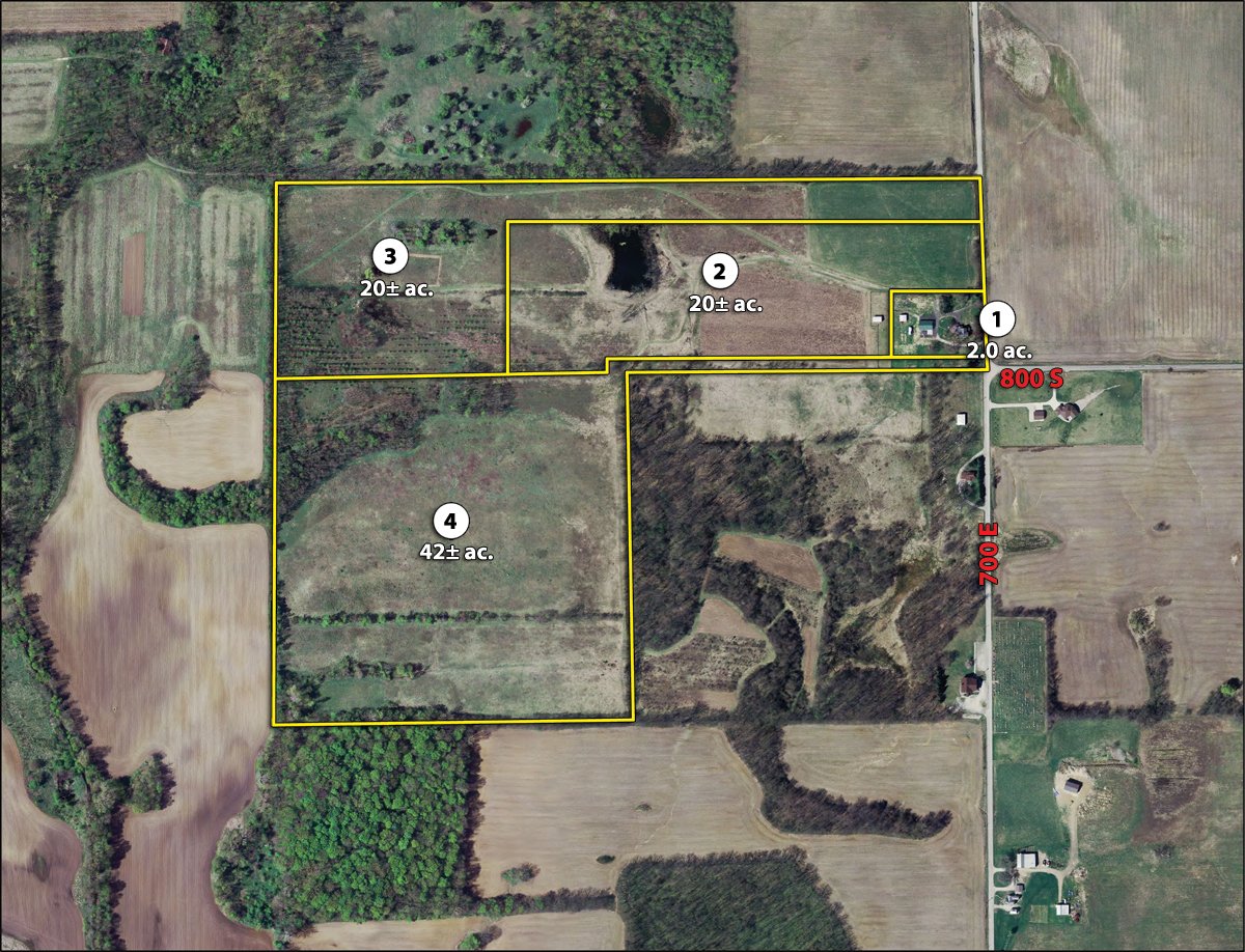 Tract map - AUCTION CANCELLED TONIGHT!! SOLD Prior to Auction! 84+/- Acres Offered in 4 Tracts
