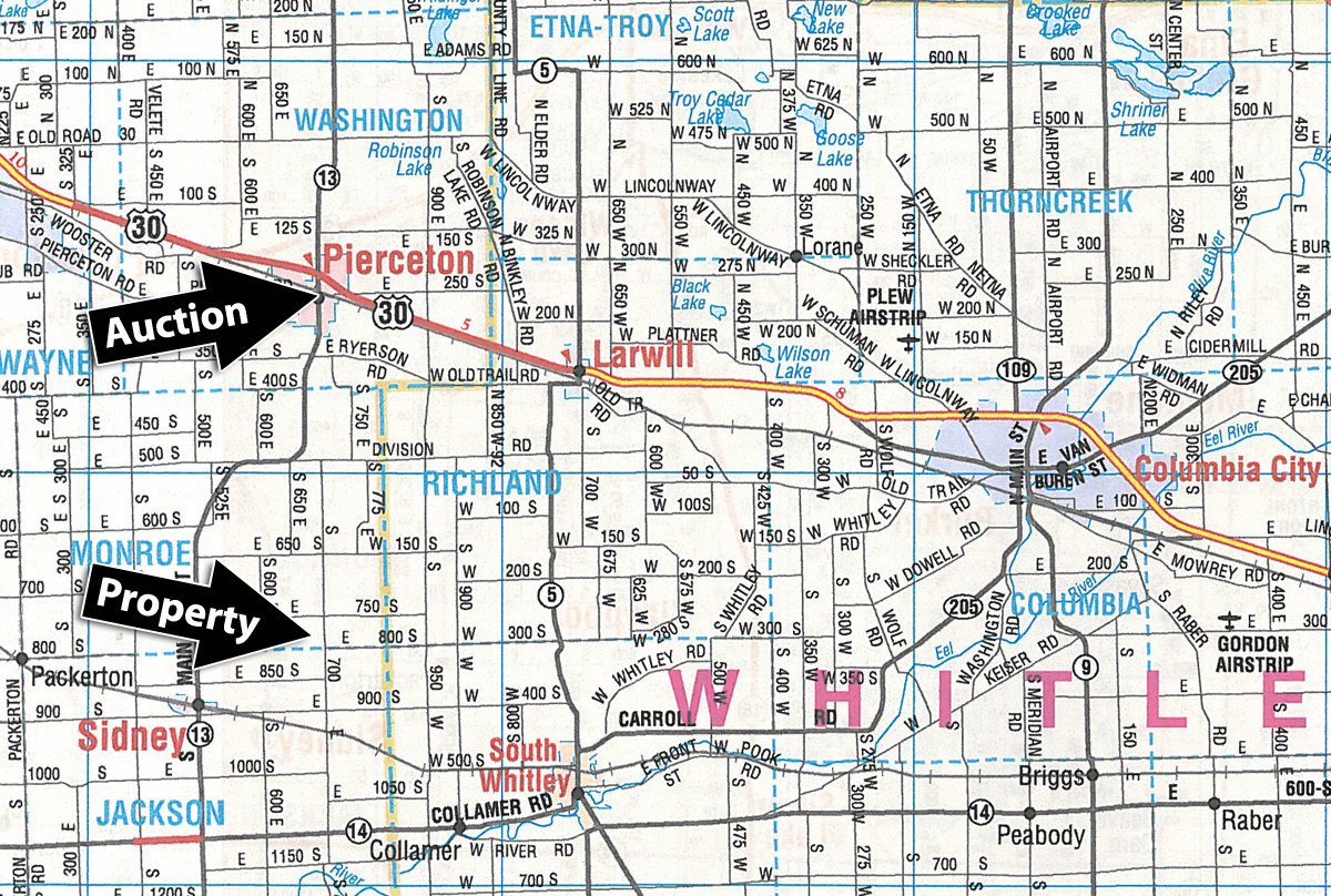Area map - AUCTION CANCELLED TONIGHT!! SOLD Prior to Auction! 84+/- Acres Offered in 4 Tracts
