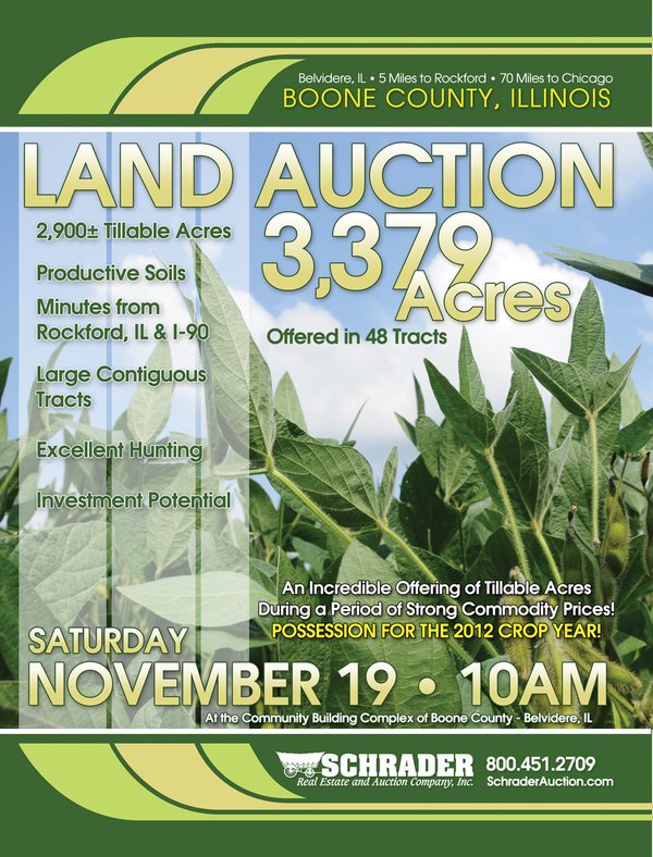 Sold: Land Auction - 3,379 Acres in 48 Tracts, 2,900 Acres Tillable, Large Contiguous Tracts - Investment Potential - Belvidere, Illinois - Boone County, 5 Miles East of Rockford