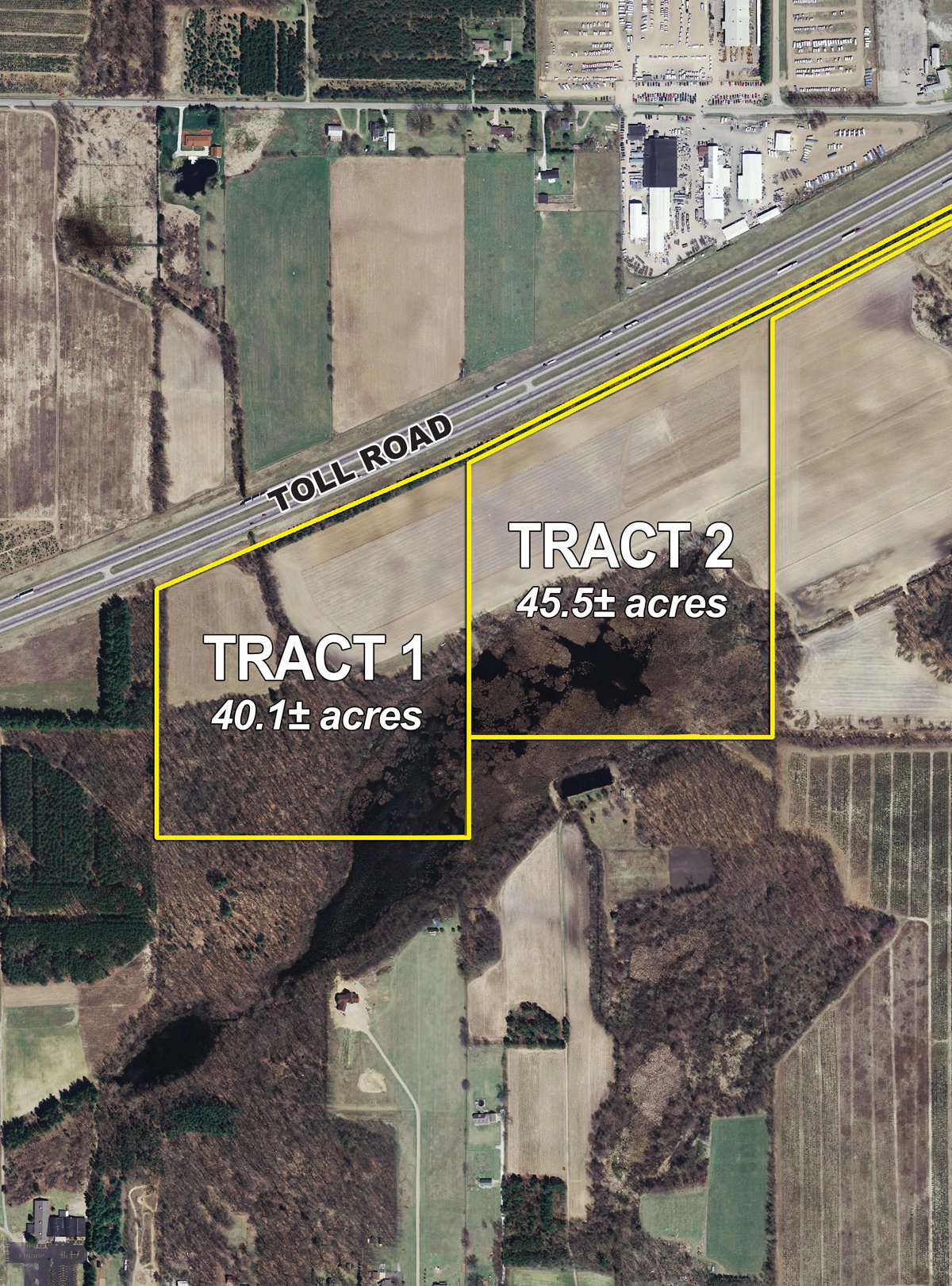 Tract map - 85.6 Acres Offered in 2 Tracts