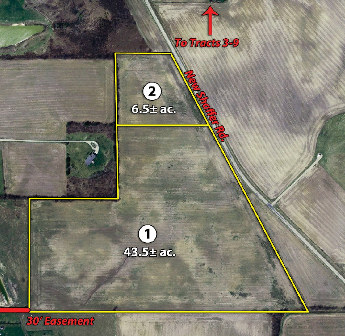 Tract map - 75+/- Acres in 9 Tracts