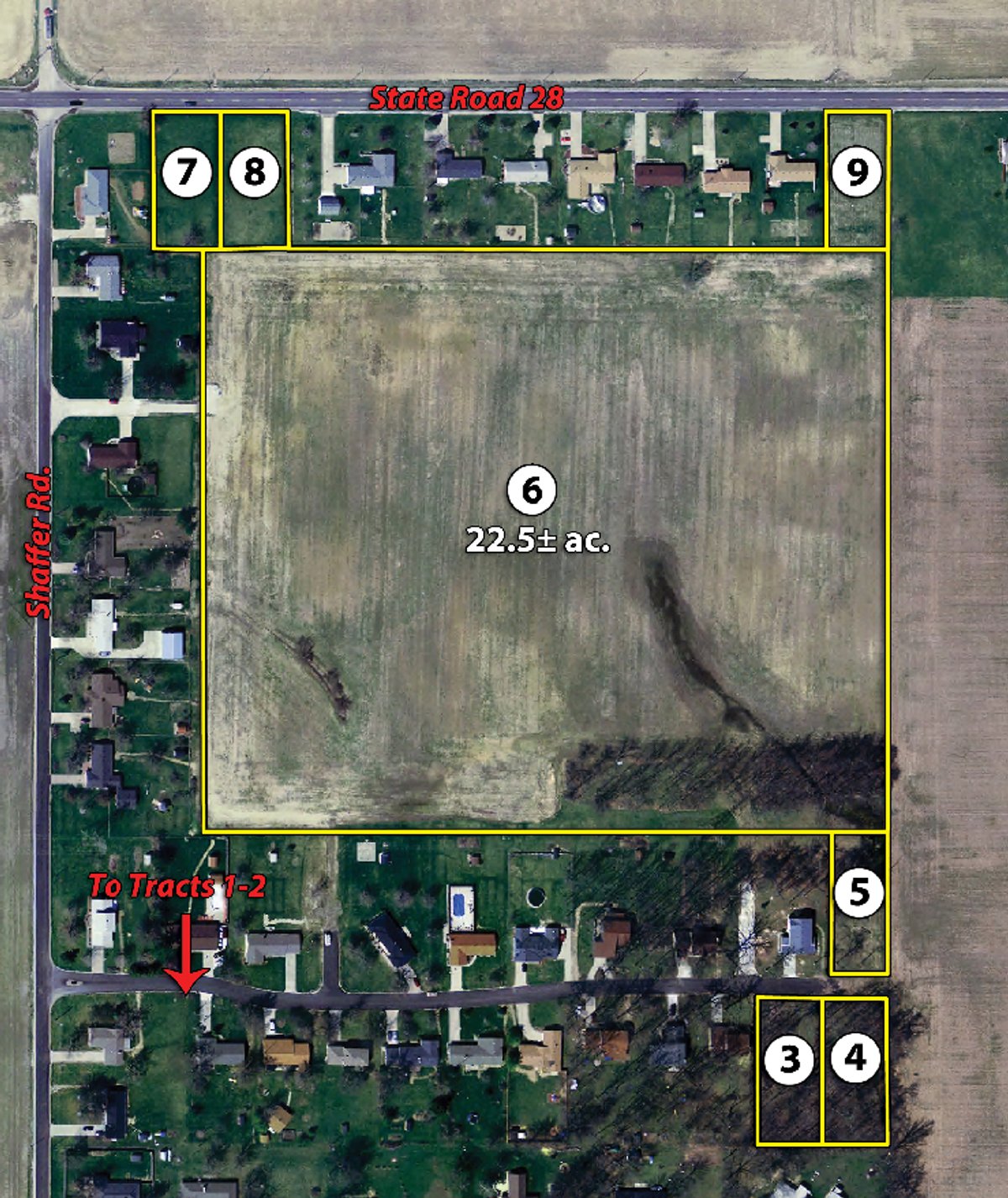 Tract map - 75+/- Acres in 9 Tracts