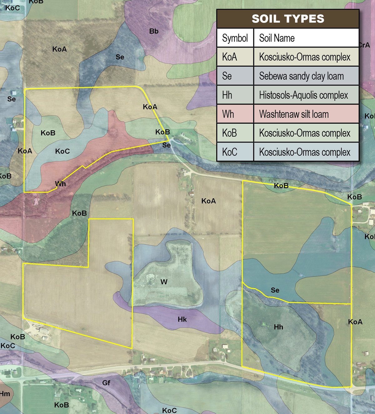 Soil map - 133+/- Acres Offered in 4 Tracts - Farmland, Hunting & Recreation or Future Building Sites