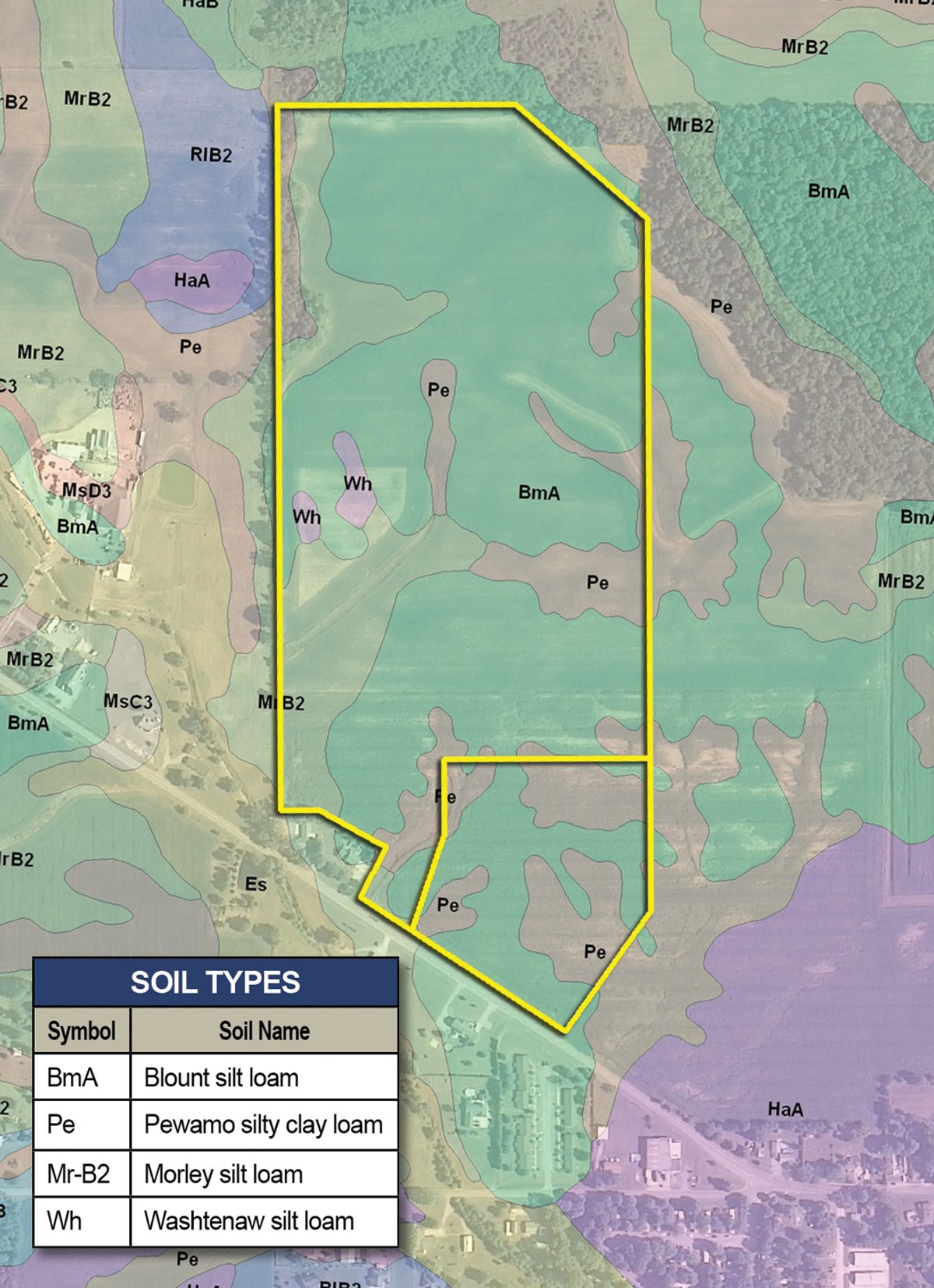 Soil map - 74 Acres Offered in 2 Tracts with Potential Commercial and Residential Development
