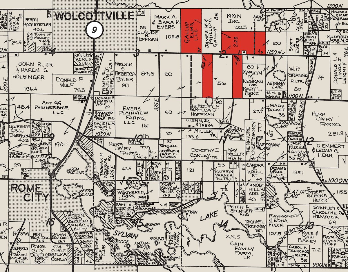 Plat map - 223+/- Acres Offered in 8 Tracts - Tillable Farmland, Hunting and/or Future Building Sites