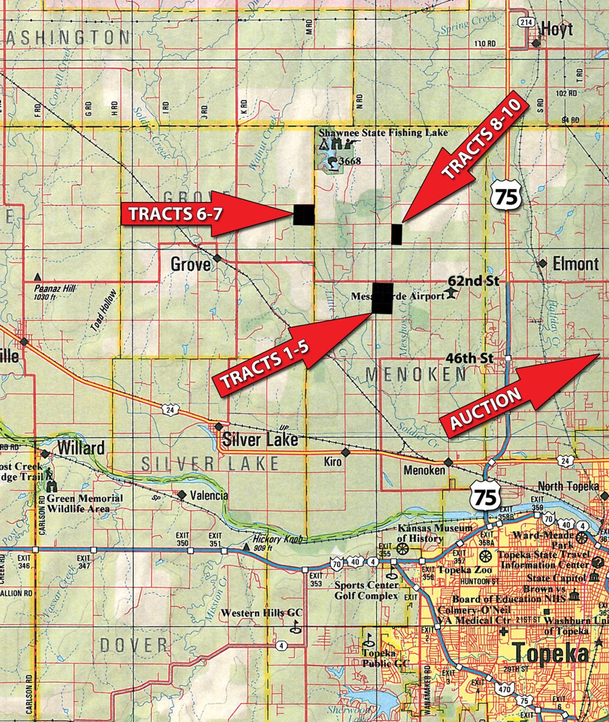 Plat map - Land Auction - 480 Acres in 10 Tracts, Native Grassland, Tillable Cropland