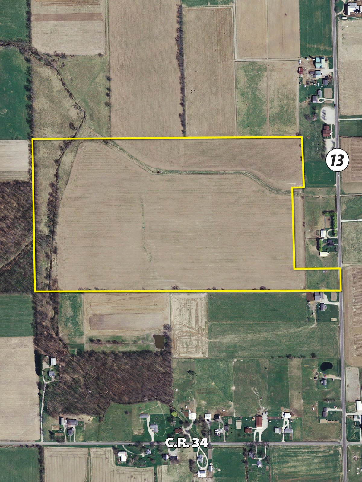 Tract map - 71 Tillable Farmland Acres Offered in 1 Tract