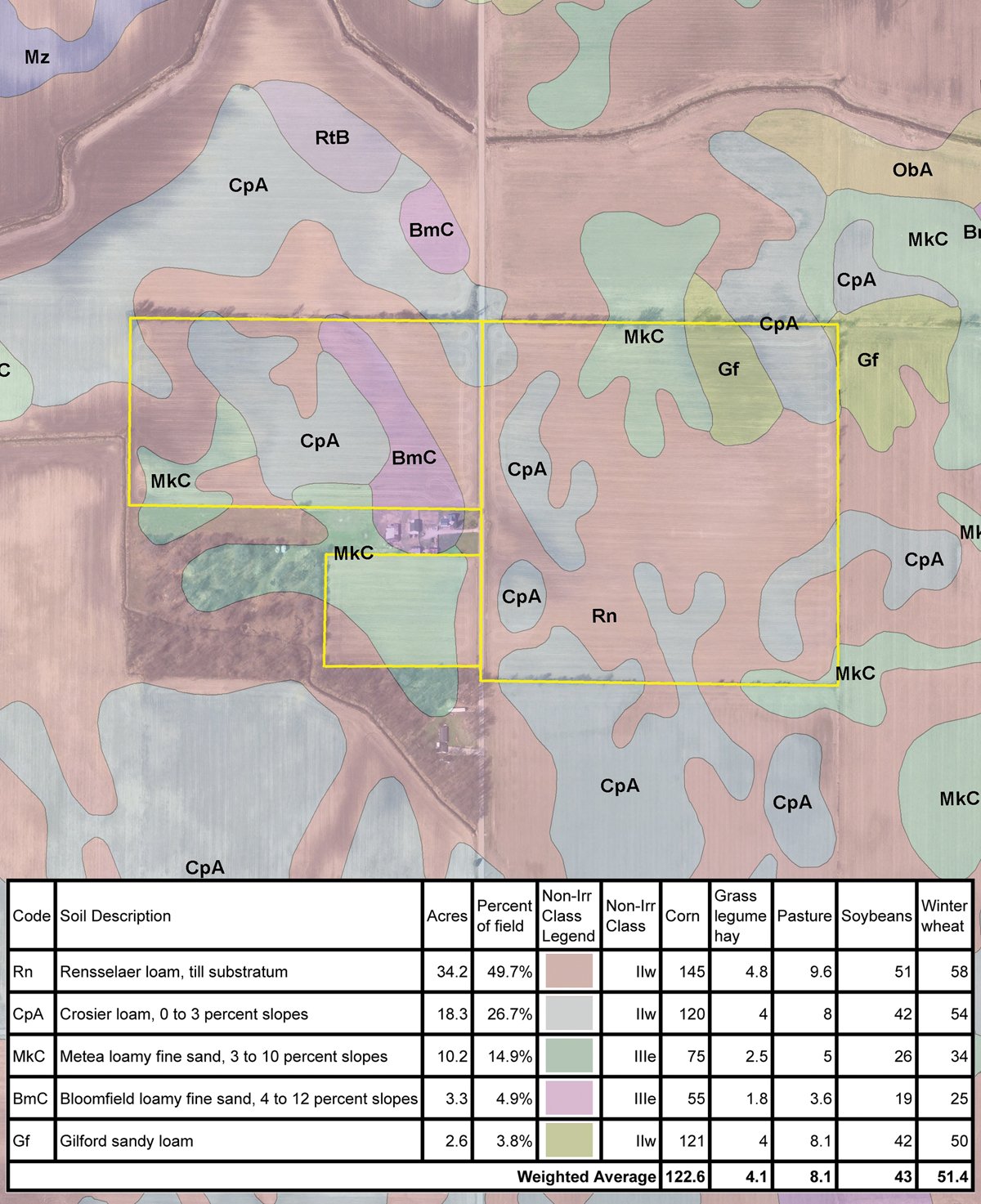 Soil map - 67.5 Acres Offered in 3 Tracts
