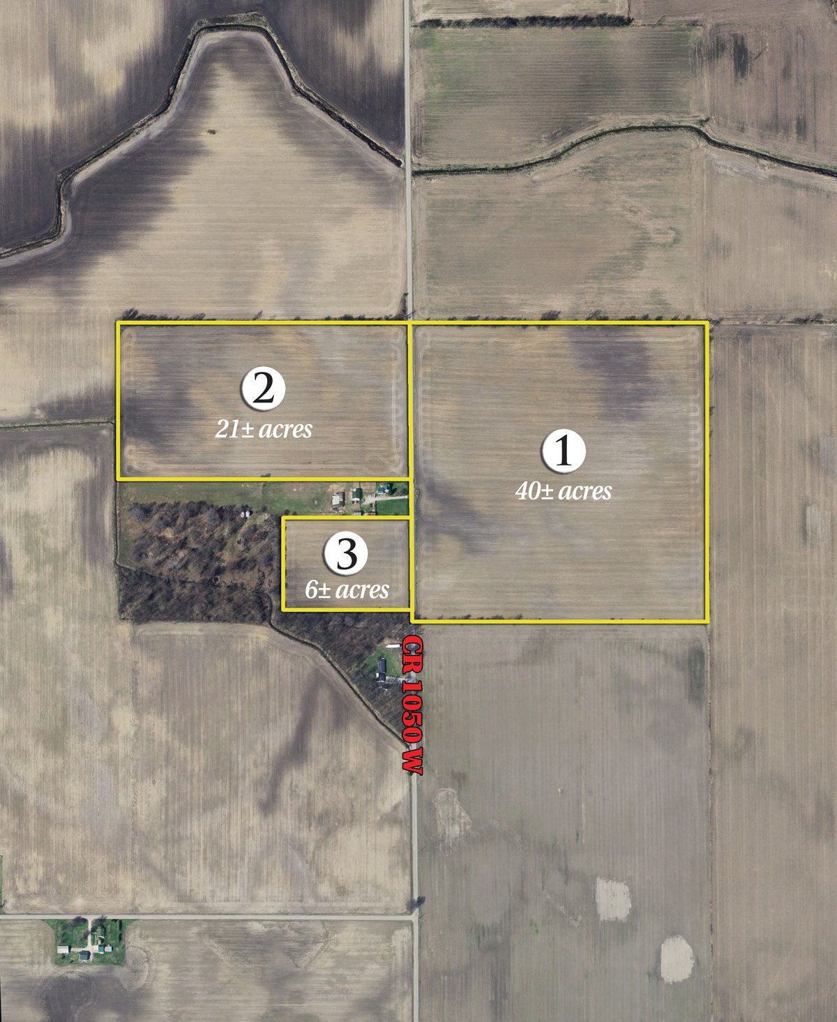 Tract map - 67.5 Acres Offered in 3 Tracts