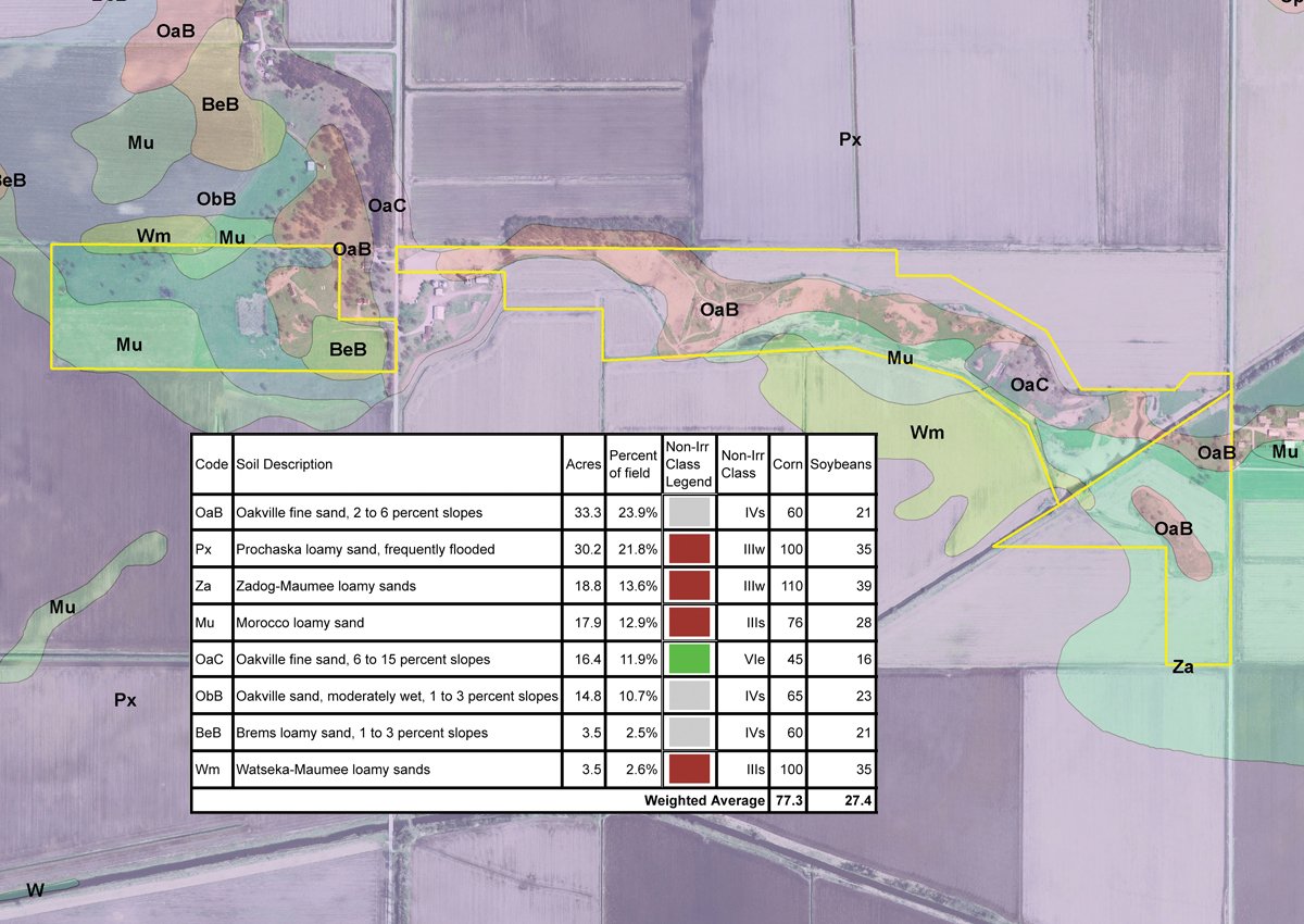 Soil map - 127+/- Acres Offered in 3 Tracts