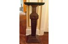 Eastlake Pedestal. Ebony top with walnut carved base. 38 in. height 12 in. x 16 in. top - Extraordinary Auction - Nike Spillson Home Interiors & Furnishings