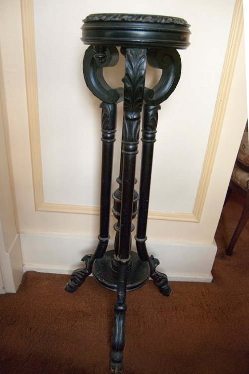 3-legged Fern pedestal, ebonized. 40.5 in. height - Extraordinary Auction - Nike Spillson Home Interiors & Furnishings